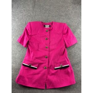 Kate McNaughton VTG Hot Pink Short Sleeve Blazer Linen Blend Womens 4P Preppy
